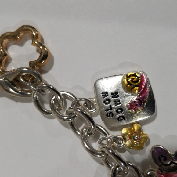 Whimsical Silver-Tone Charm Bracelet – Colorful Inspirational Pendants, Jewelry - Picture 4 of 11